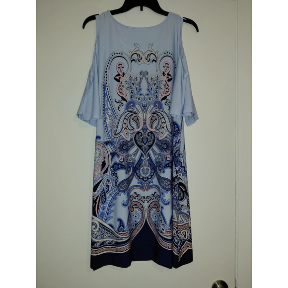 Ladies New York And Co. Stretch Medium Dress Blue Floral Pattern EUC - Picture 4 of 4